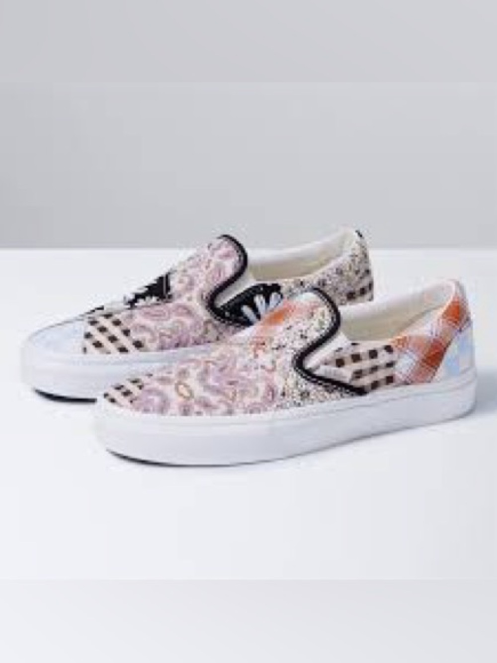 Vans Women’s Slip-On Patchwork Floral & Plaid Sneakers - size 8
